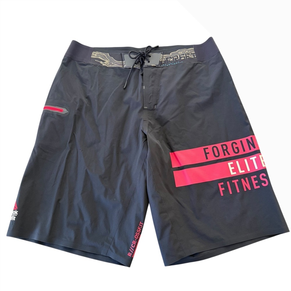 Reebok CrossFit Shorts Men's 30 Black Red‎ Forging Elite Fitness Athletic